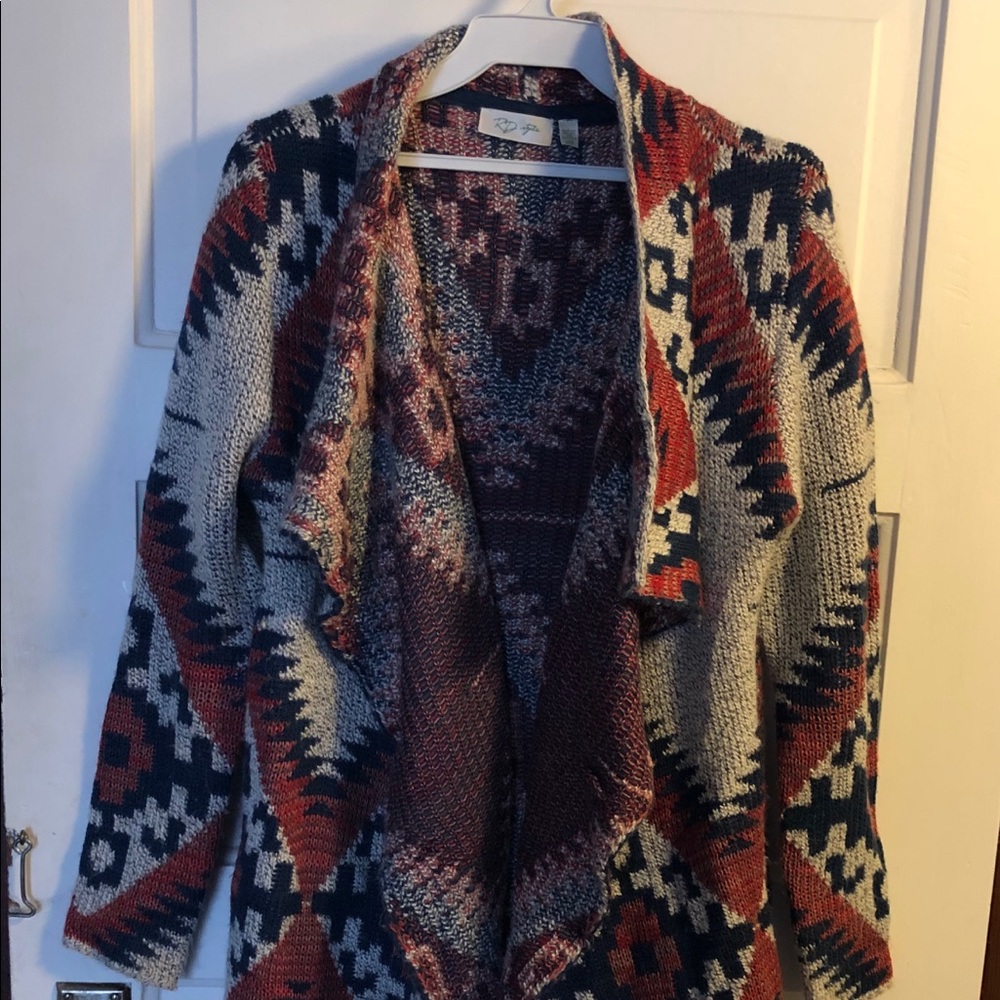 Aztec Print Chunky Cardigan - S